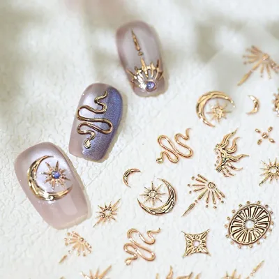 Autocollants pour ongles lune et étoiles