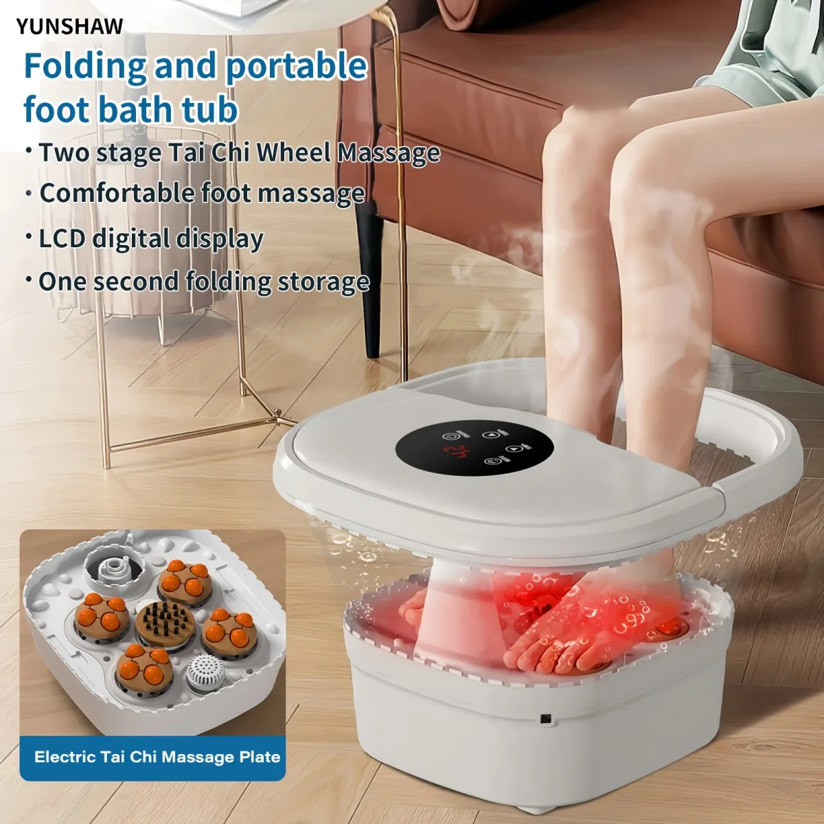 Bain de pieds électrique pliable à bulles