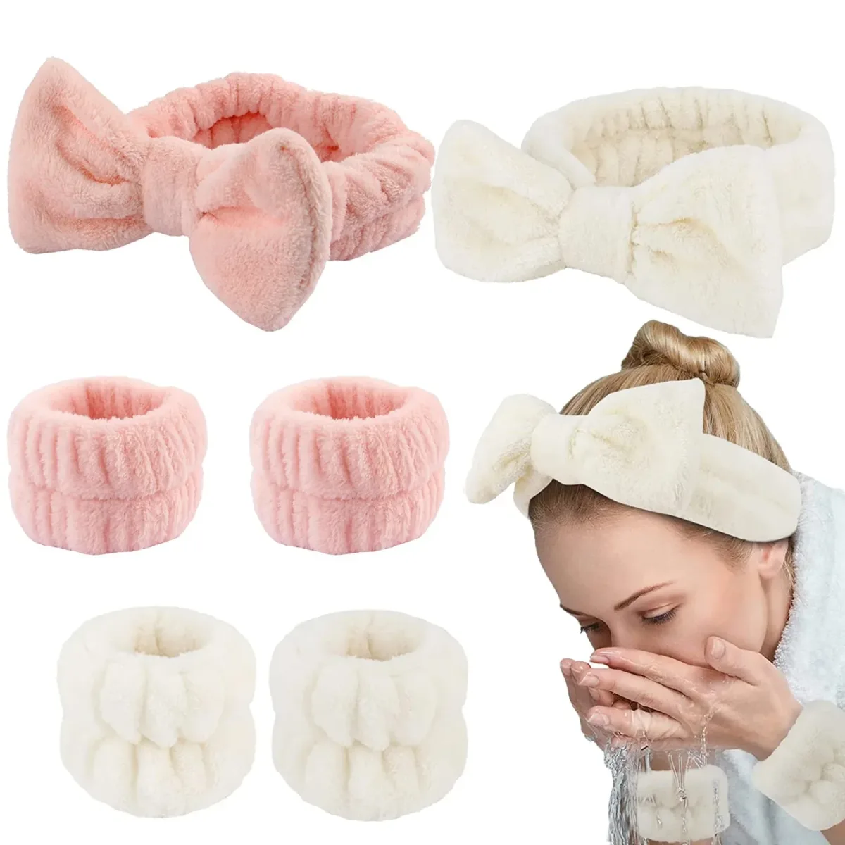 Bandeau et bracelet éponge pour lavage du visage