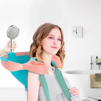 Bassin de lavage de cheveux pliable, bleu ou rose