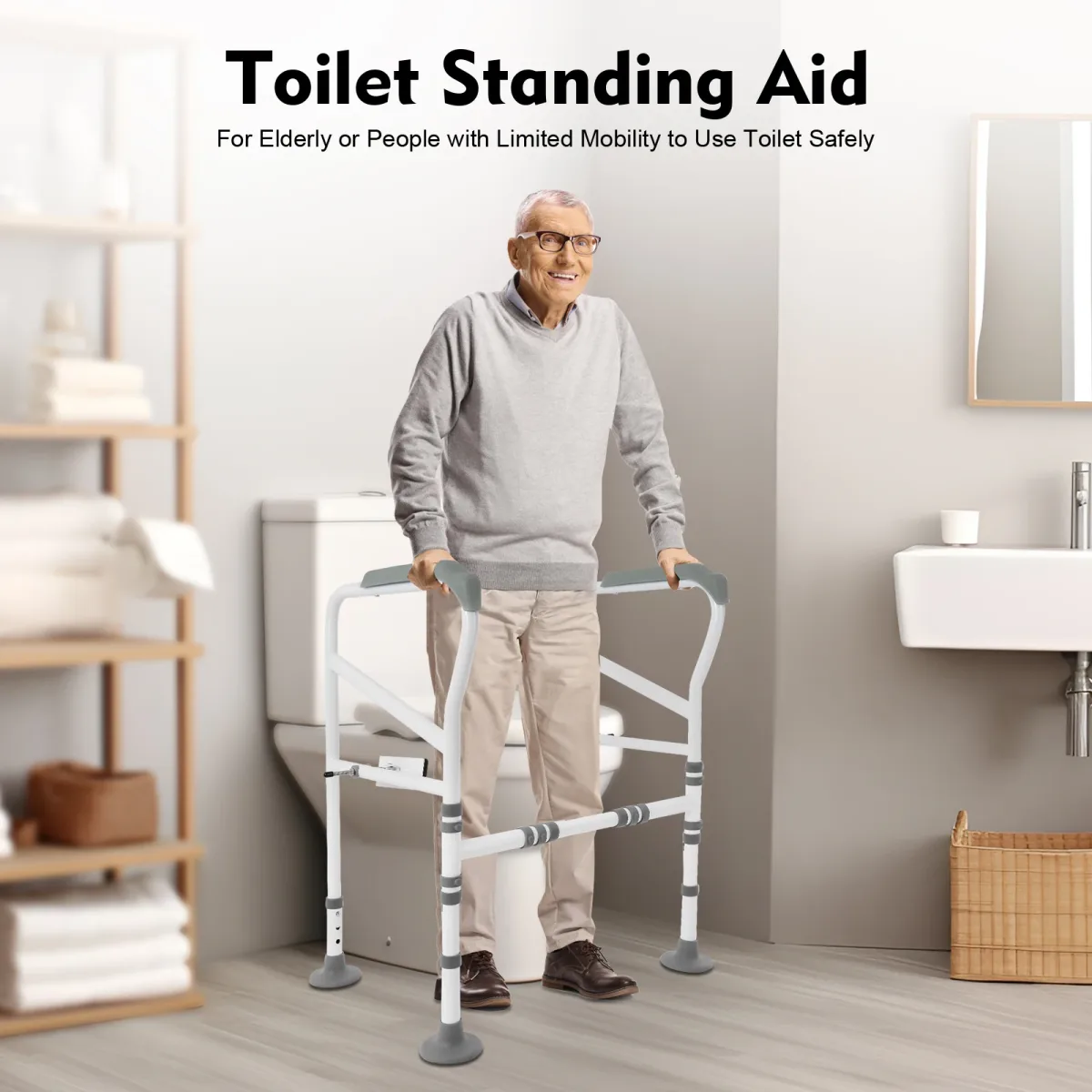 Cadre de toilettes réglable en acier au carbone