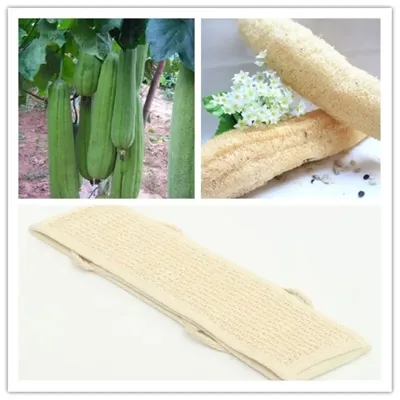 Éponge de loofah avec sangle dorsale beige – image 2