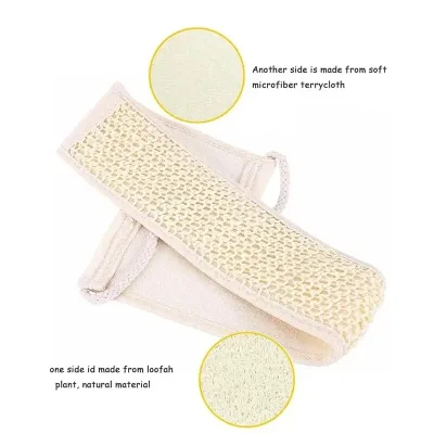 Éponge de loofah avec sangle dorsale beige – image 3