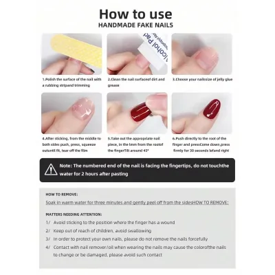 Faux ongles rouges ornés de pierres décoratives – image 3