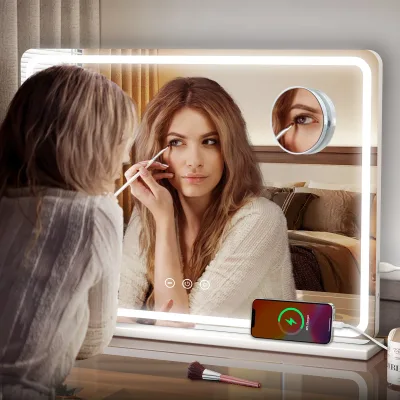 Miroir de coiffeuse lumineux blanc à bande LED – image 2