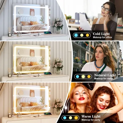 Miroir de coiffeuse lumineux blanc à bande LED – image 3