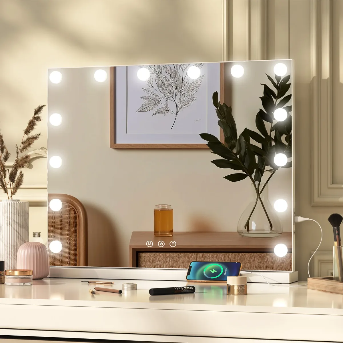 Miroir de maquillage à LED 40 × 50 cm