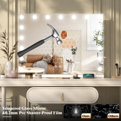 Miroir de maquillage blanc à 17 ampoules LED