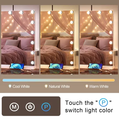 Miroir de maquillage blanc à 17 ampoules LED – image 3