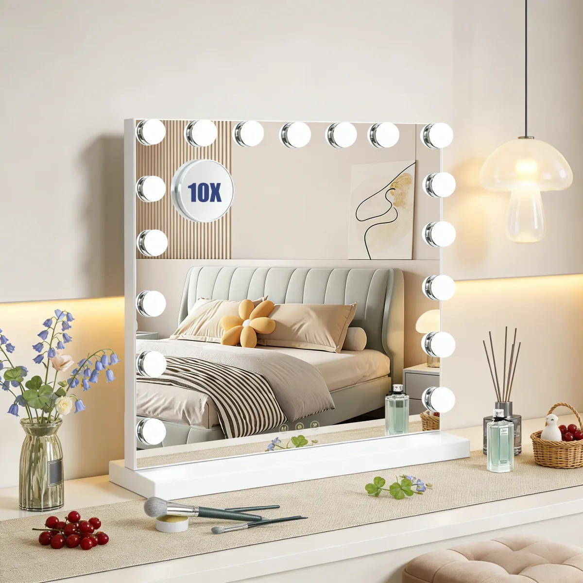 Miroir de maquillage lumineux à LED de table