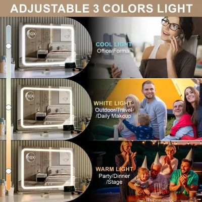 Miroir de maquillage lumineux à LED sans cadre – image 2