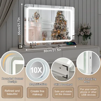 Miroir de maquillage lumineux à LED sans cadre – image 3