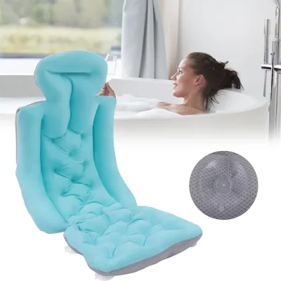 Oreiller de bain bleu pliable à ventouses
