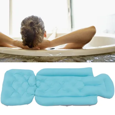 Oreiller de bain bleu pliable à ventouses – image 2