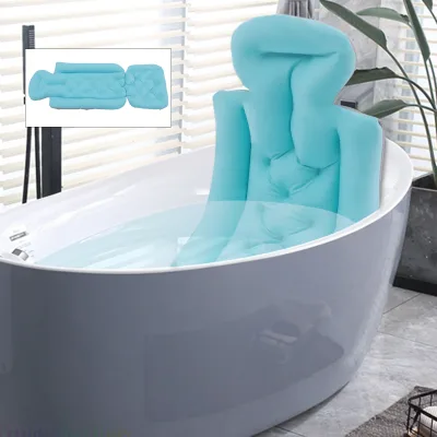 Oreiller de bain bleu pliable à ventouses – image 3