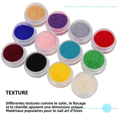 Poudre de flocage velours pour ongles, 12 couleurs – image 2