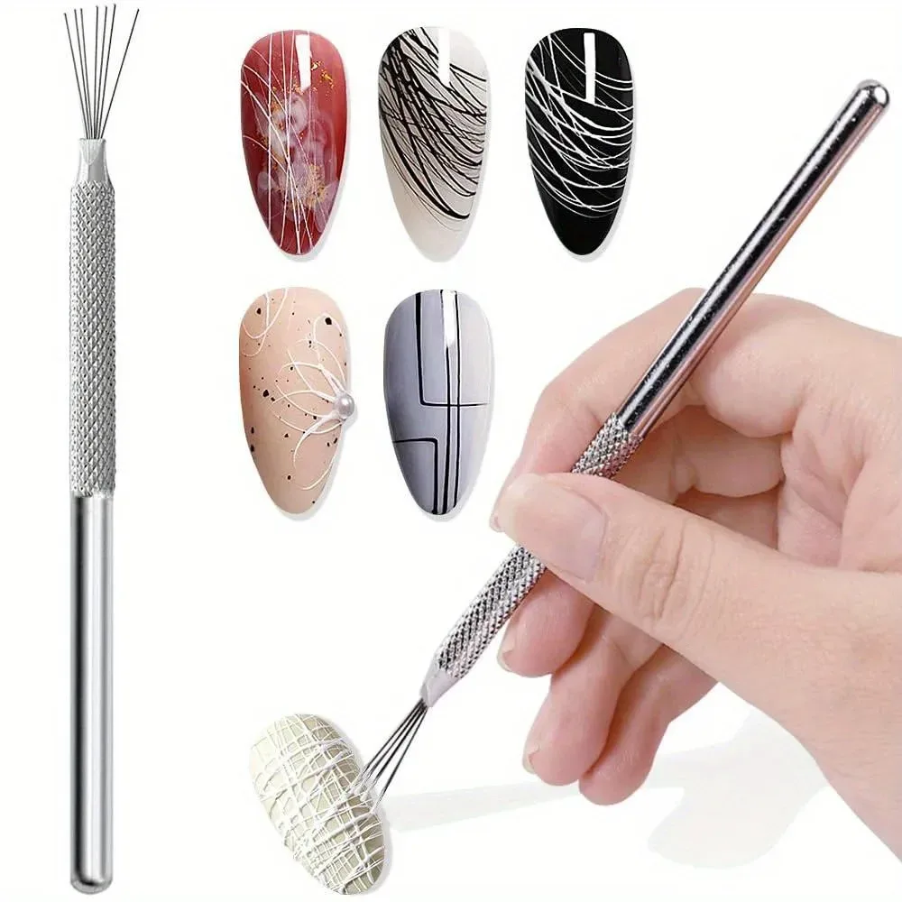 Stylo à ongles à 7 pointes en acier inoxydable